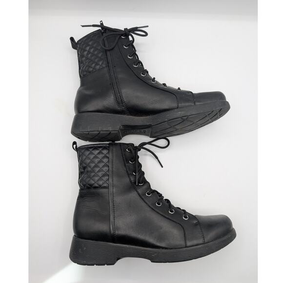 Munro | Tessa Black Leather Lace-Up Quilted Combat Ankle Boots | Size 10 - Picture 3 of 6